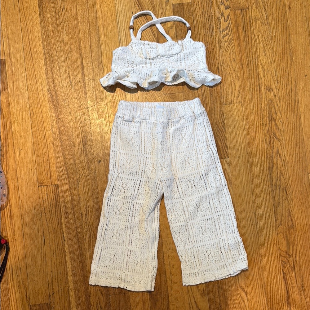 Mayoral Cream Crochet Kids Set Size 6